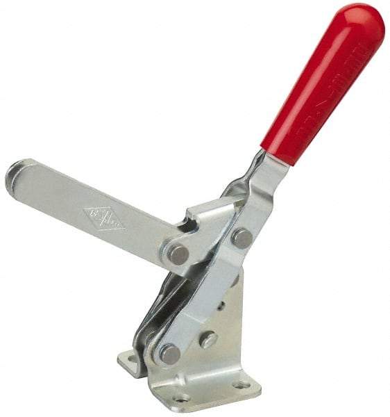 De-Sta-Co - 750 Lb Holding Capacity, Vertical Handle, Manual Hold Down Toggle Clamp - 58° Handle Movement, 103° Bar Opening, U-Bar, Flanged Base, Electro-Plated Zinc, Stainless Steel - Makers Industrial Supply