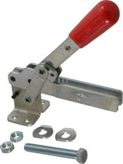 De-Sta-Co - 1,000 Lb Holding Capacity, Vertical Handle, Manual Hold Down Toggle Clamp - 180° Handle Movement, 115° Bar Opening, U-Bar, Flanged Base, Electro-Plated Zinc, Carbon Steel - Makers Industrial Supply