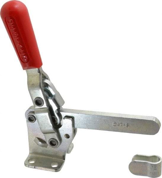 De-Sta-Co - 1,000 Lb Holding Capacity, Vertical Handle, Manual Hold Down Toggle Clamp - 67° Handle Movement, 120° Bar Opening, Solid Bar, Flanged Base, Electro-Plated Zinc, Carbon Steel - Makers Industrial Supply