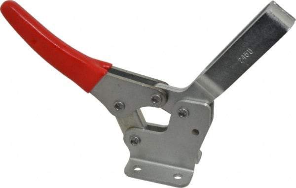 De-Sta-Co - 1,000 Lb Holding Capacity, Horizontal Handle, Manual Hold Down Toggle Clamp - 74° Handle Movement, 105° Bar Opening, U-Bar, Flanged Base, Electro-Plated Zinc, Carbon Steel - Makers Industrial Supply