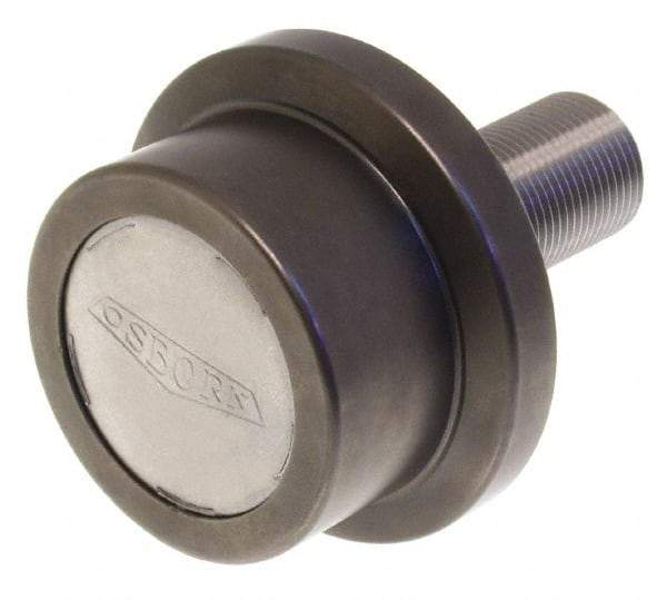 Osborn International - 3" Roller Diam x 2" Width, 1-1/4" Stud Diam x 2-1/2" Length, Flanged Concentric Stud Load Runner - Steel, 1-3/4" Thread Length, 1-1/4-12 Thread, 4-1/2" OAL, 10,500 Lb Dynamic Cap - Makers Industrial Supply