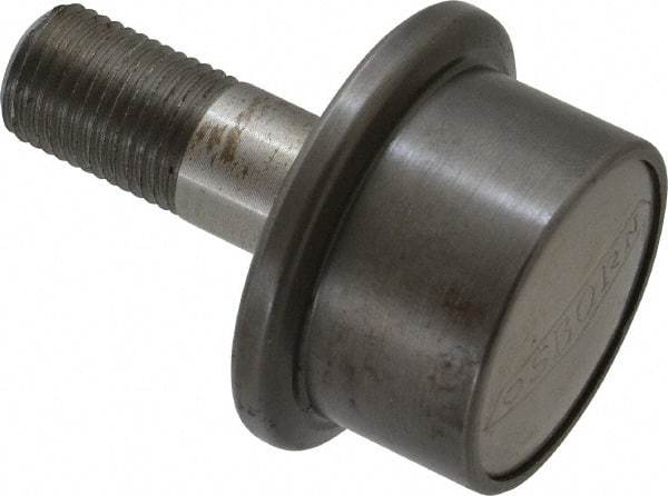 Osborn International - 1-1/4" Roller Diam x 27/32" Width, 1/2" Stud Diam x 1-1/4" Length, Flanged Concentric Stud Load Runner - Steel, 5/8" Thread Length, 1/2-20 Thread, 2-3/32" OAL, 600 Lb Dynamic Cap - Makers Industrial Supply