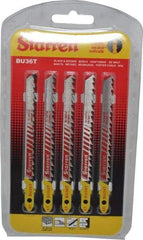 Starrett - 4" Long, 6 Teeth per Inch, Bi-Metal Jig Saw Blade - Toothed Edge, 5/16" Wide x 0.05" Thick, U-Shank, Ground Taper Tooth Set - Makers Industrial Supply