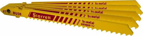 Starrett - 4" Long, 8 Teeth per Inch, Bi-Metal Jig Saw Blade - Toothed Edge, 5/16" Wide x 0.05" Thick, U-Shank, Alternate Tooth Set - Makers Industrial Supply