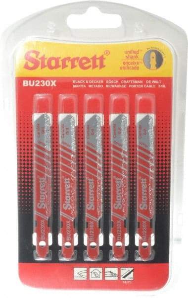 Starrett - 3" Long, Bi-Metal Jig Saw Blade - Continuous Edge, 5/16" Wide x 0.04" Thick, U-Shank - Makers Industrial Supply