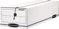 BANKERS BOX - 1 Compartment, 9-3/4" Wide x 6-1/4" High x 23-3/4" Deep, Storage Box - Corrugated Cardboard, White/Blue - Makers Industrial Supply