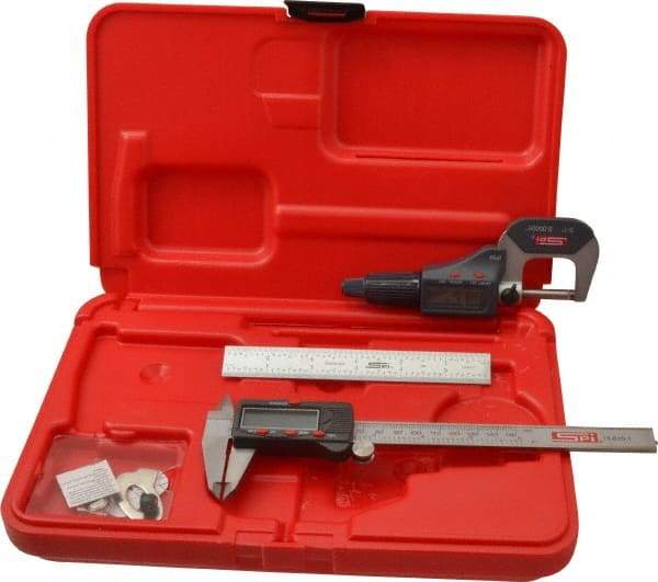 SPI - 3 Piece, Machinist Caliper and Micrometer Tool Kit - 0.0001 Inch Graduation - Makers Industrial Supply