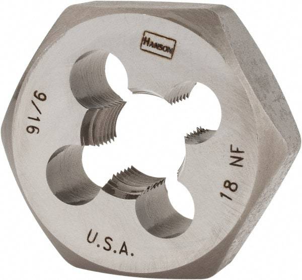 Irwin - 9/16-18 UNF Thread, 1-7/16" Hex, Right Hand Thread, Hex Rethreading Die - Carbon Steel - Exact Industrial Supply