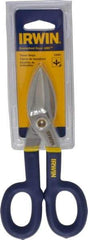 Irwin - 1-1/2" Length of Cut, Straight Pattern Tinner's Snip - 7" OAL, Vinyl Handle, 24 AWG Steel Capacity - Makers Industrial Supply