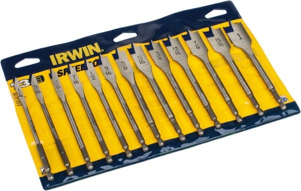 Irwin - 1/4 to 1", High Speed Steel Spade Drill Bit Set - Makers Industrial Supply