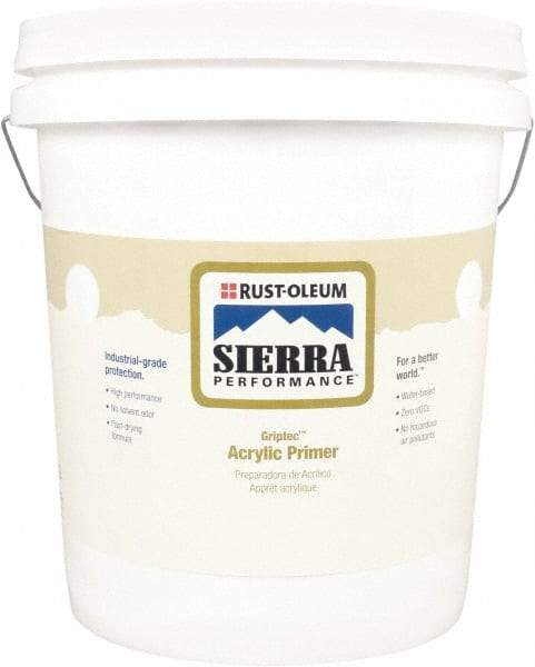 Rust-Oleum - 5 Gal White Water-Based Acrylic Enamel Primer - 180 to 545 Sq Ft Coverage, 0 gL Content, Quick Drying, Interior/Exterior - Makers Industrial Supply