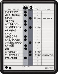 Quartet - 14" High x 11" Wide Magnetic Dry Erase In/Out - Porcelain, Includes Water-Soluble Ink Marker, Magnetic In/Out Circles, Magnetic Name Strips, Self-Stick Vinyl Letters & Wet-Erase Magnetic Remark Strips - Makers Industrial Supply