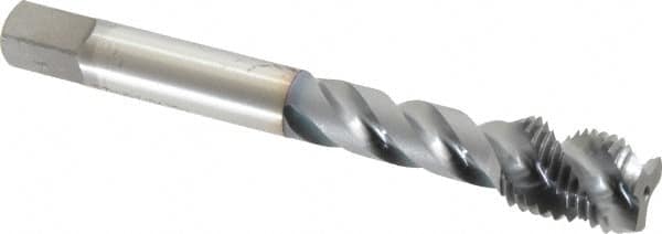 OSG - 7/16-20 UNF 3 Flute Modified Bottoming Spiral Flute Tap - Vanadium High Speed Steel, TiCN Finish, 3-5/32" OAL, Right Hand Flute, Right Hand Thread, Oversize, H7, Series 290 - Makers Industrial Supply