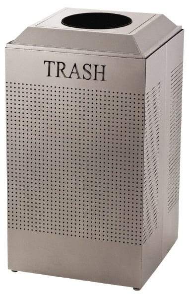 Rubbermaid - 29 Gal Silver Square Recycling Container - Steel, 32-3/8" High x 18-1/2" Long x 18-1/2" Wide - Makers Industrial Supply