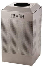 Rubbermaid - 29 Gal Silver Square Recycling Container - Steel, 32-3/8" High x 18-1/2" Long x 18-1/2" Wide - Makers Industrial Supply