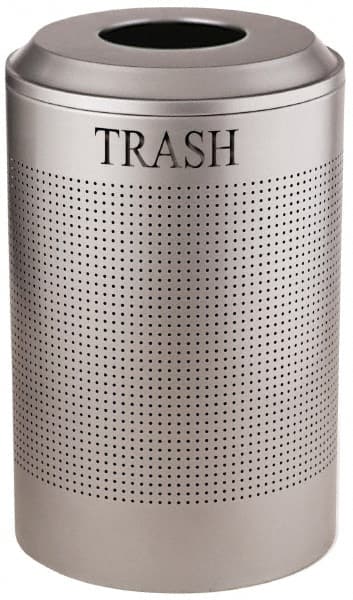 Rubbermaid - 26 Gal Silver Round Recycling Container - Steel, 30-7/8" High - Makers Industrial Supply