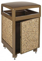 Rubbermaid - 38 Gal Brown Square Trash Can - Steel & Stone Panel, 40" High x 26" Long x 26" Wide - Makers Industrial Supply