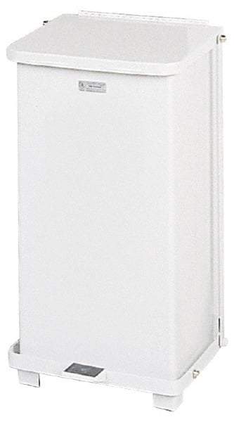 Rubbermaid - 12 Gal Square Unlabeled Trash Can - 23" High x 12" Long x 12" Wide, White, Steel - Makers Industrial Supply