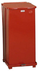 Rubbermaid - 24 Gal Square Unlabeled Trash Can - 30" High x 15" Long x 15" Wide, Red, Steel - Makers Industrial Supply