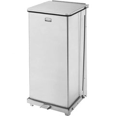 Rubbermaid - 24 Gal Square Unlabeled Trash Can - 30" High x 15" Long x 15" Wide, Stainless Steel - Makers Industrial Supply