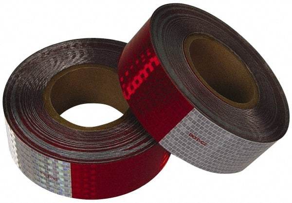 NMC - 50 Yard x 2 Inch Polyester Safety Tape - Red and White, Solid Color, Adhesive Back - Makers Industrial Supply