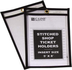 C-LINE - 25 Piece Clear Stitched Shop Ticket Holder - 8" High x 5" Wide - Makers Industrial Supply