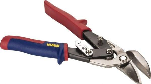 Irwin - 1-3/16" Length of Cut, Left Pattern Offset Aviation Snip - 9-1/2" OAL, ProTouch Handle, 18 AWG Steel Capacity - Makers Industrial Supply