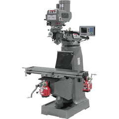 Jet - 9" Table Width x 49" Table Length, Variable Speed Pulley Control, 3 Phase Knee Milling Machine - R8 Spindle Taper, 3 hp - Makers Industrial Supply