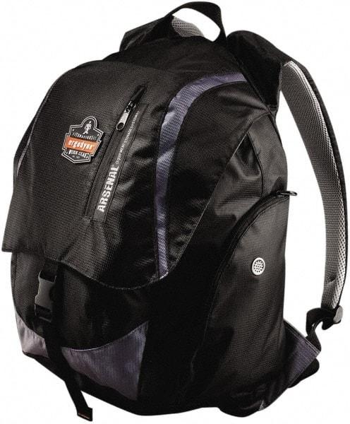 Ergodyne - 4 Pocket, 3600 Cubic Inch, Polyester Back Pack - 15 Inch Wide x 12 Inch Deep x 20 Inch High, Black, Model No. 5143 - Makers Industrial Supply
