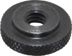 Gibraltar - 1/4-20" UNC Thread, Black Oxide Finish, Steel Round Knurled Check Nut - 7/32" Overall Height, 3/4" Head Diam, 1/2" Base Diam - Makers Industrial Supply