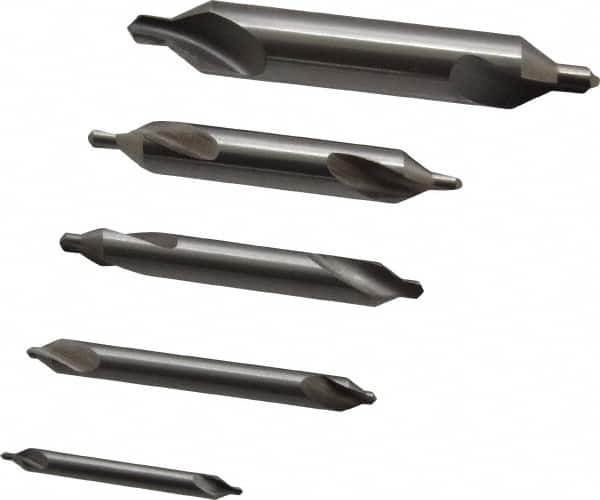 Hertel - 5 Piece, #1 to 5, Plain Edge, High Speed Steel Combo Drill & Countersink Set - 60° Incl Angle - Makers Industrial Supply