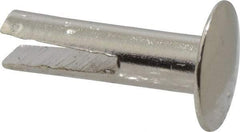 RivetKing - 0.1 to 0.17" Hole Diam, Dome Head, Nickel Plated Steel, Split Rivet - 5/16 Head Diam, 1/2" Length Under Head, 9/64 Body Diam - Makers Industrial Supply