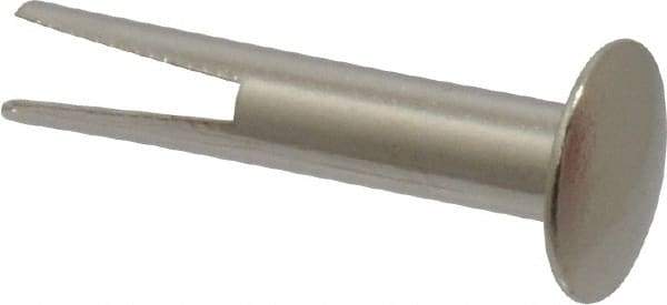 RivetKing - 0.1 to 0.17" Hole Diam, Dome Head, Nickel Plated Steel, Split Rivet - 5/16 Head Diam, 3/4" Length Under Head, 9/64 Body Diam - Makers Industrial Supply