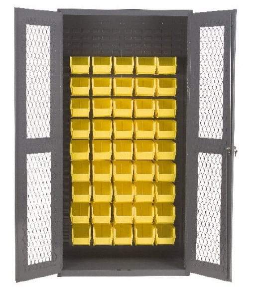 Durham - 45 Bin Visible Storage Cabinet - Steel, 36" Wide x 18" Deep x 72" High, Gray - Makers Industrial Supply