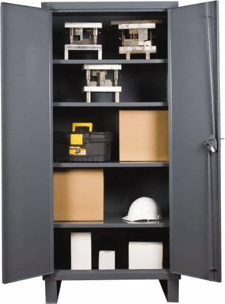 Durham - 4 Shelf Locking Storage Cabinet - Steel, 36" Wide x 24" Deep x 78" High, Gray - Makers Industrial Supply