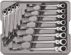 GearWrench - 12 Piece, 8mm to 19mm, 12 Point Ratcheting Combination Wrench/X-Beam Set - Metric Measurement Standard, Chrome Finish, Comes in Plastic Tray - Makers Industrial Supply