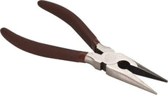 Paramount - 8" OAL, 2-23/64" Jaw Length x 7/8" Jaw Width, Long Nose Side Cutting Pliers - Serrated Jaw, Standard Head, Plastic Dipped Handles - Makers Industrial Supply