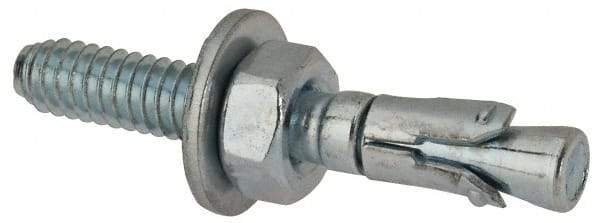 Powers Fasteners - 1/4" Diam, 1/4" Drill, 1-3/4" OAL, Wedge Expansion Concrete Anchor - 1018 Steel, Zinc-Plated Finish, Hex Nut Head, Hex Drive, 3/4" Thread Length - Makers Industrial Supply