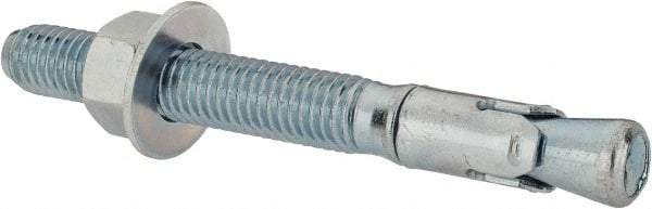 Powers Fasteners - 1/2" Diam, 1/2" Drill, 4-1/2" OAL, 1" Min Embedment Wedge Expansion Concrete Anchor - 1018 Steel, Zinc-Plated Finish, Hex Nut Head, Hex Drive, 2-3/4" Thread Length - Makers Industrial Supply