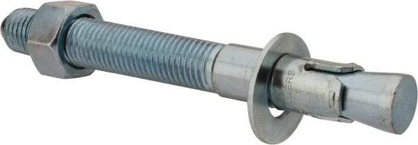 Powers Fasteners - 1" Diam, 1" Drill, 9" OAL, 2" Min Embedment Wedge Expansion Concrete Anchor - 1018 Steel, Zinc-Plated Finish, Hex Nut Head, Hex Drive, 5-3/8" Thread Length - Makers Industrial Supply