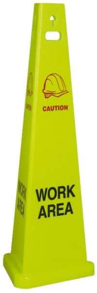 NMC - Caution - Work Area, 40" High, Plastic Floor Sign - Cone, Red & Black on Yellow, For Accident Prevention - Makers Industrial Supply