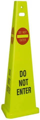 NMC - Do Not Enter, 40" High, Plastic Floor Sign - Cone, Red & Black on Yellow, For Security & Admittance - Makers Industrial Supply