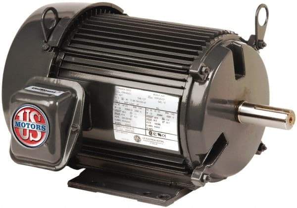 US Motors - 2 Max hp, 1,725 Max RPM, Three Polyphase Electric AC DC Motor - 208-230/460 V Input, Single Phase, 56HZ Frame, 5/8" Shaft Diam, Rigid Mount, TEFC Enclosure - Makers Industrial Supply