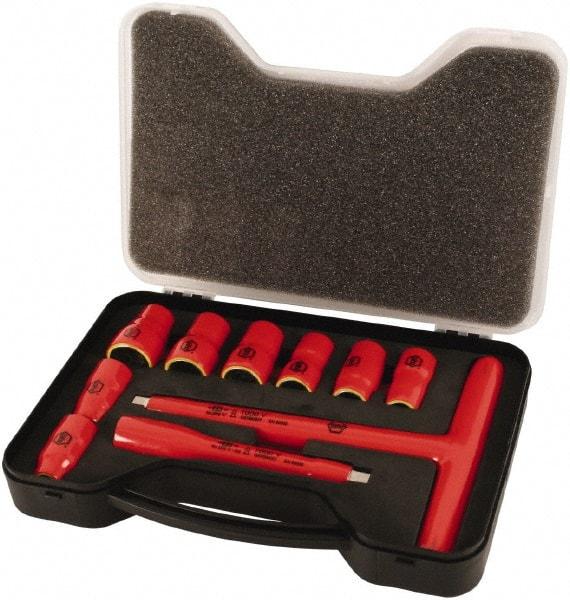 Wiha - 11 Piece 1/4" Drive Socket Set - 6 Points, 3/16" to 9/16" Range, Inch Measurement Standard - Makers Industrial Supply