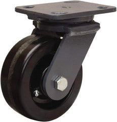 Hamilton - 5" Diam x 2" Wide x 6-1/2" OAH Top Plate Mount Swivel Caster - Phenolic, 1,000 Lb Capacity, Straight Roller Bearing, 4 x 5" Plate - Makers Industrial Supply