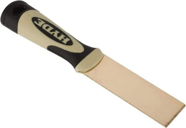 Hyde Tools - 1-1/4" Wide Brass Putty Knife - Stiff, Cushioned Grip Polypropylene Handle, 8" OAL - Makers Industrial Supply