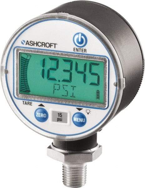 Ashcroft - 2-1/2" Dial, 30-0 Hg VAC Scale Range, Pressure Gauge - Lower Connection Mount, Accurate to ±0.5% of Scale - Makers Industrial Supply