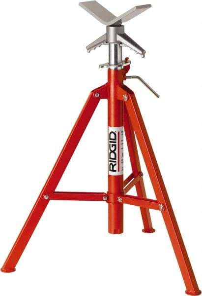 Ridgid - 1" to 12" Pipe Capacity, Portable Folding V-Head Stand - 28" to 52" High, 2,500 Lb Capacity - Makers Industrial Supply