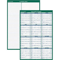 AT-A-GLANCE - 1 Sheet, 24 x 36", Erasable Wall Calendar - Green & White - Makers Industrial Supply