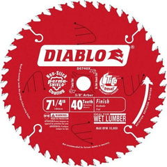 Freud - 7-1/4" Diam, 5/8" Arbor Hole Diam, 40 Tooth Wet & Dry Cut Saw Blade - Carbide-Tipped, Standard Round Arbor - Makers Industrial Supply